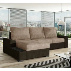 Wohnen Schlafsofa Ecke in Beige und Dunkelbraun - Subra