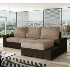Wohnen Schlafsofa Ecke in Beige und Dunkelbraun - Subra