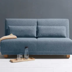 Wohnen Schlafsofa in Blau mit Eiche - Sojette