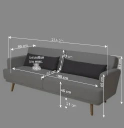Wohnen Schlafsofas*Schlafsofa in Hellgrau und Kiefer - Posadas