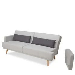 Wohnen Schlafsofas*Schlafsofa in Hellgrau und Kiefer - Posadas