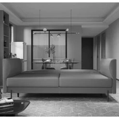 Wohnen Schlafsofa in meliertem Blaugrau Stoffbezug - Ipsum