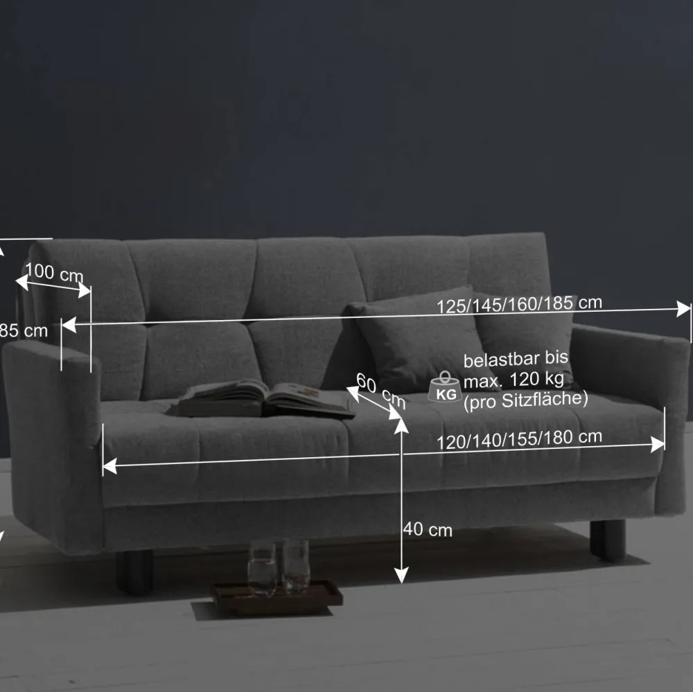 Wohnen Schlafsofa mit abklappbaren Arnlehnen - Madley