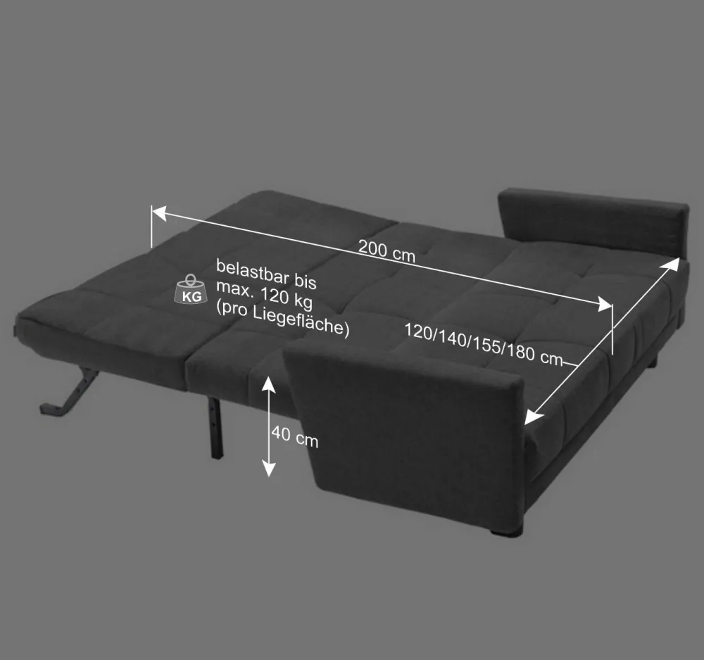 Wohnen Schlafsofa mit abklappbaren Arnlehnen - Madley
