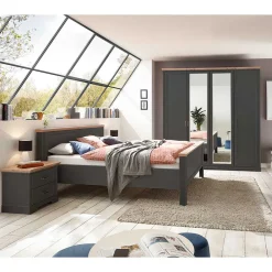 Wohnen Schlafzimmer Bettanlage und Schrank Set - Zenuvra (vierteilig)