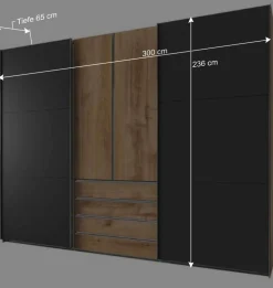 Wohnen Schränke|Kleiderschränke*Schlafzimmer Kleiderschrank in Dunkelgrau Glas - Hectos