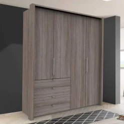 Wohnen Schlafzimmer Kleiderschrank in Eiche dunkel - Crenba