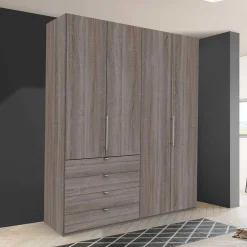 Wohnen Schlafzimmer Kleiderschrank in Eiche dunkel - Crenba