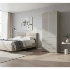 Wohnen Jugendzimmerschränke*Schlafzimmer Kombi-Schrank in Hellgrau - Nucina