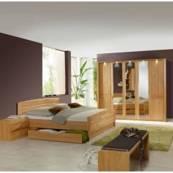 Wohnen Schlafzimmer Komplettset Bordeaux aus Erle (vierteilig)