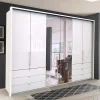 Wohnen Glasmöbel|Schränke*Schlafzimmer Schrank mit Falttüren in Weiß - Dolienca
