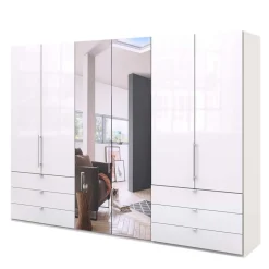 Wohnen Glasmöbel|Schränke*Schlafzimmer Schrank mit Falttüren in Weiß - Dolienca