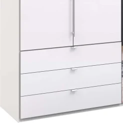 Wohnen Glasmöbel|Schränke*Schlafzimmer Schrank mit Falttüren in Weiß - Dolienca