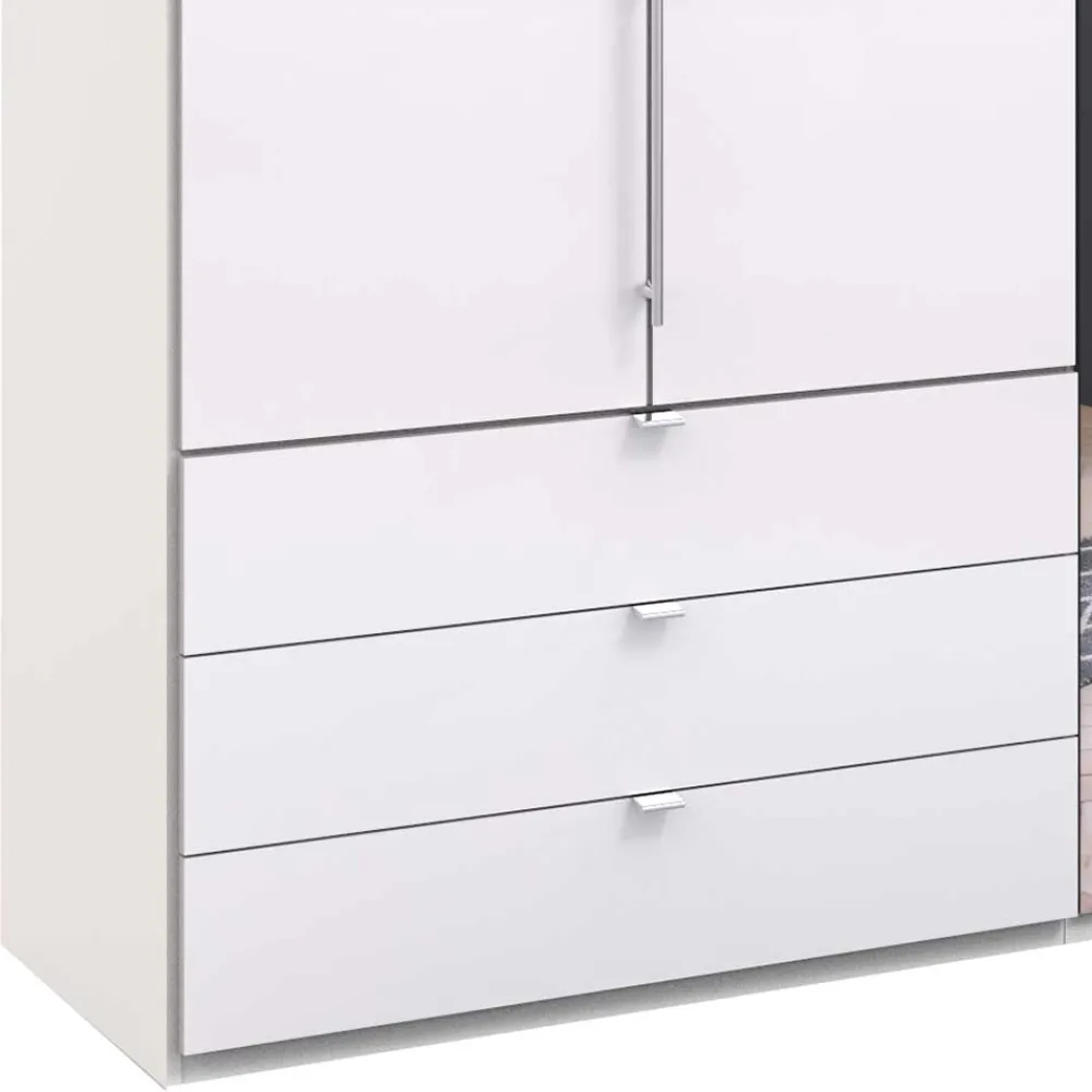 Wohnen Glasmöbel|Schränke*Schlafzimmer Schrank mit Falttüren in Weiß - Dolienca