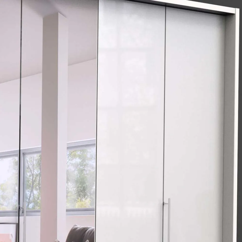 Wohnen Glasmöbel|Schränke*Schlafzimmer Schrank mit Falttüren in Weiß - Dolienca