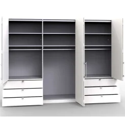 Wohnen Glasmöbel|Schränke*Schlafzimmer Schrank mit Falttüren in Weiß - Dolienca