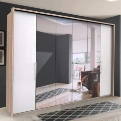 Wohnen Glasmöbel|Kleiderschränke*Schlafzimmer Schrank mit großer Spiegel Fläche - Bosays III