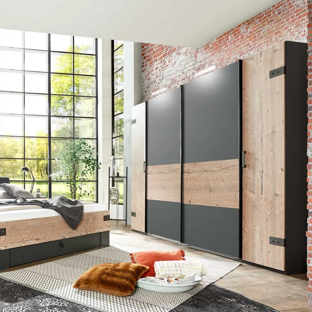 Wohnen Schlafzimmer Set im Industrial Stil - Ardila (vierteilig)