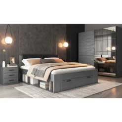 Wohnen Schlafzimmereinrichtung in Eiche Grau - Carika (vierteilig)