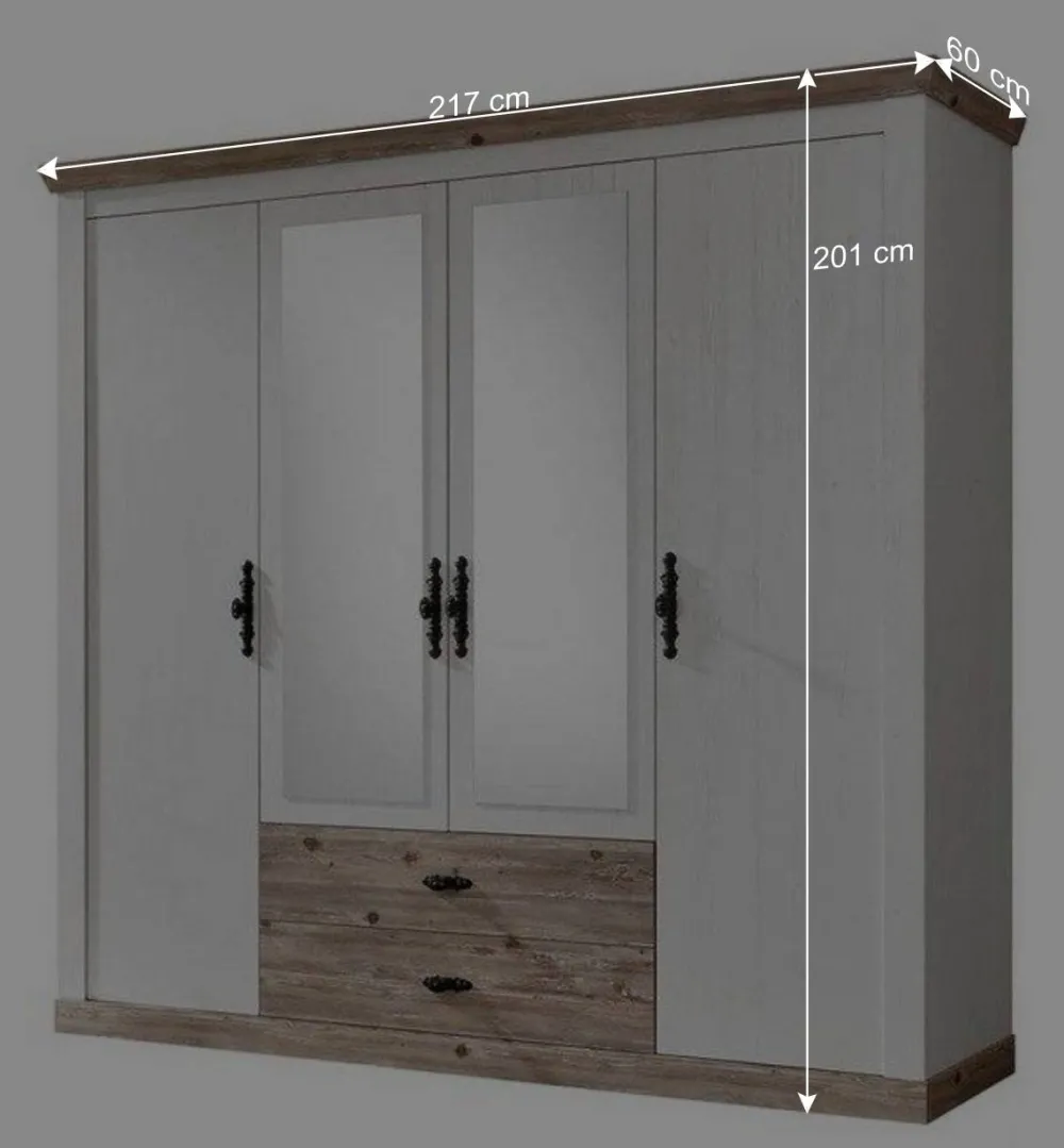 Wohnen Schlafzimmer Komplett*Schlafzimmermöbel mit Bett 140x200 - Nedita (vierteilig)