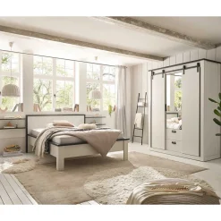 Wohnen Schlafzimmer Komplett*Schlafzimmermöbel Set in Weiß Pinie - Tramos (vierteilig)