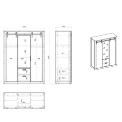 Wohnen Schlafzimmer Komplett*Schlafzimmermöbel Set in Weiß Pinie - Tramos (vierteilig)