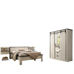 Wohnen Schlafzimmer Komplett*Schlafzimmermöbel Set in Weiß Pinie - Tramos (vierteilig)