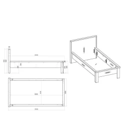 Wohnen Schlafzimmer Komplett*Schlafzimmermöbel Set mit 90x200 Bett - Tramos (vierteilig)
