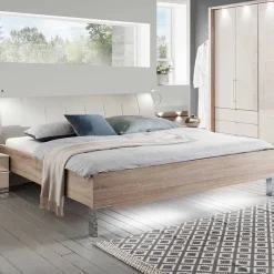 Wohnen Schlafzimmer Komplett*Schlafzimmermöbel Set mit LED Licht - Rativian (vierteilig)