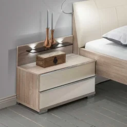 Wohnen Schlafzimmer Komplett*Schlafzimmermöbel Set mit LED Licht - Rativian (vierteilig)