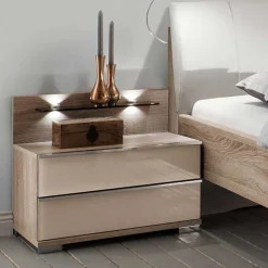 Wohnen Schlafzimmer Komplett*Schlafzimmermöbel Set mit LED Licht - Rativian (vierteilig)