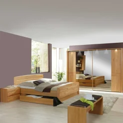 Wohnen Schlafzimmer Komplett*Schlafzimmermöbel Set Tandrea aus Erle teilmassiv (vierteilig)