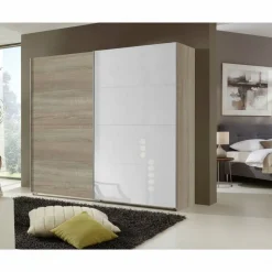 Wohnen Schlafzimmerschrank Arno mit Weißglas