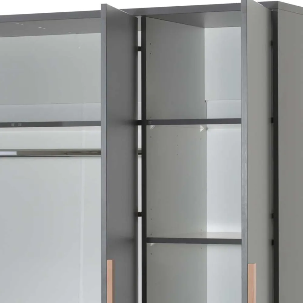 Wohnen Jugendzimmerschränke*Schlafzimmerschrank in Anthrazit mit Buche - Navlius