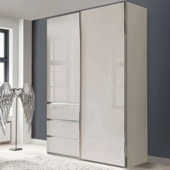 Wohnen Schränke|Kleiderschränke*Schlafzimmerschrank in Champagner Glasfront 165 cm - Dustins