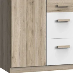 Wohnen Schlafzimmerschrank in Eiche San Remo & Weiß - Folio