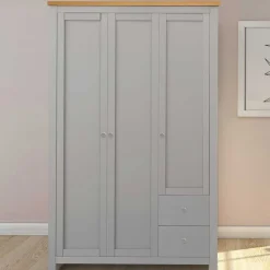 Wohnen Schlafzimmerschrank in Grau & Eichefarben - Poliesti