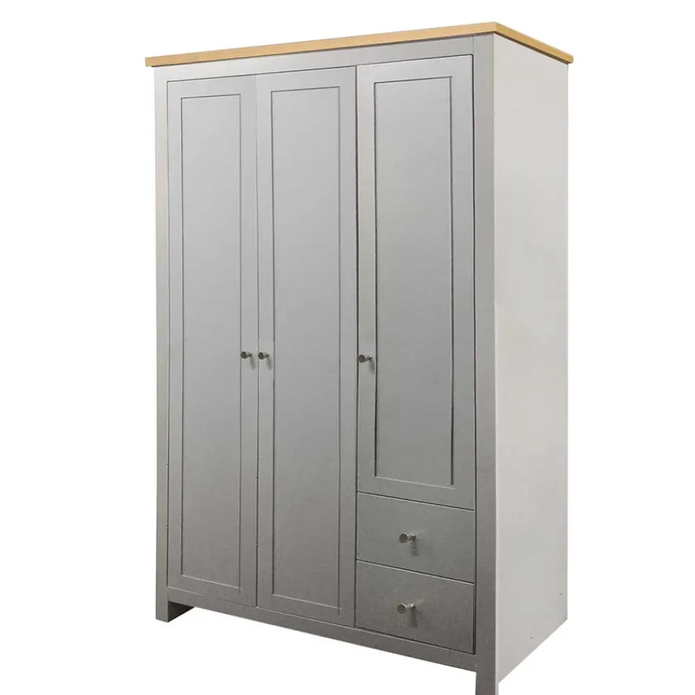 Wohnen Schlafzimmerschrank in Grau & Eichefarben - Poliesti