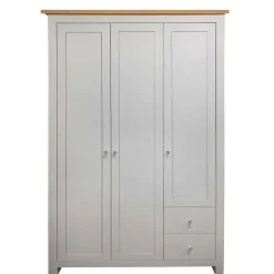 Wohnen Schlafzimmerschrank in Grau & Eichefarben - Poliesti