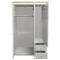 Wohnen Schlafzimmerschrank in Grau & Eichefarben - Poliesti