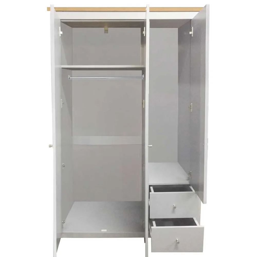 Wohnen Schlafzimmerschrank in Grau & Eichefarben - Poliesti