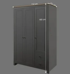 Wohnen Schlafzimmerschrank in Grau & Eichefarben - Poliesti