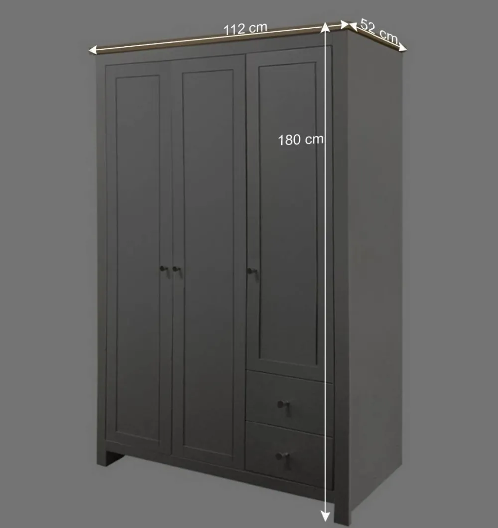 Wohnen Schlafzimmerschrank in Grau & Eichefarben - Poliesti