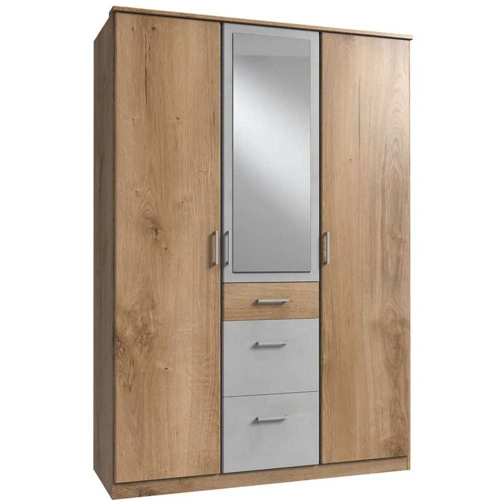 Wohnen Jugendzimmerschränke*Schlafzimmerschrank in Plankeneiche & Lichtgrau - Anca