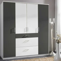 Wohnen Jugendzimmerschränke*Schlafzimmerschrank in Weiß und Dunkelgrau - Vanila