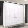Wohnen Schlafzimmer-Schrank in Weiß Glasfront - Dolienca