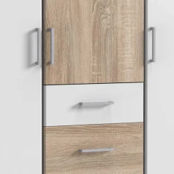 Wohnen Schlafzimmerschrank in Weiß mit Eiche Sägerau - Magdelan