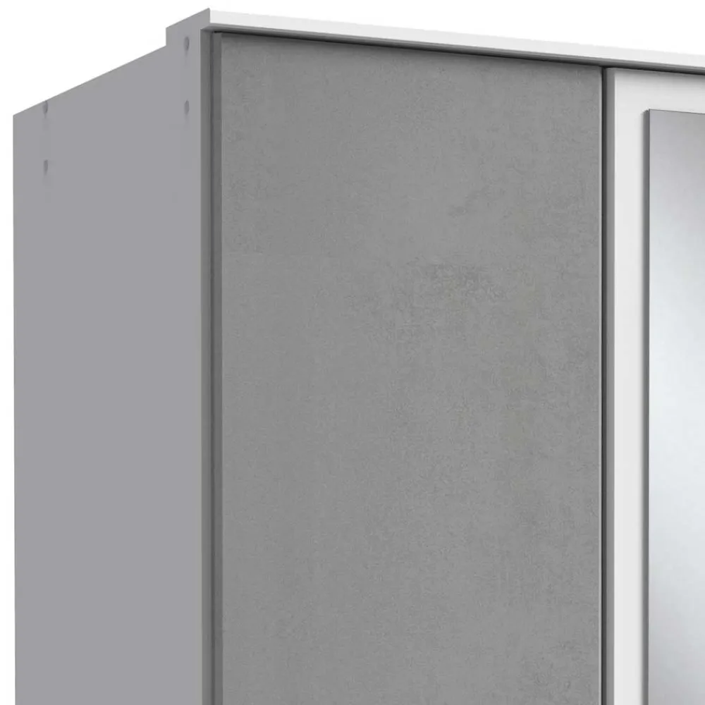 Wohnen Schlafzimmerschrank in Weiß & Lichtgrau Betonoptik - Karimos