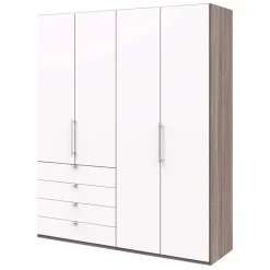 Wohnen Schlafzimmerschrank in Weiß & Eiche dunkel - Tivierto