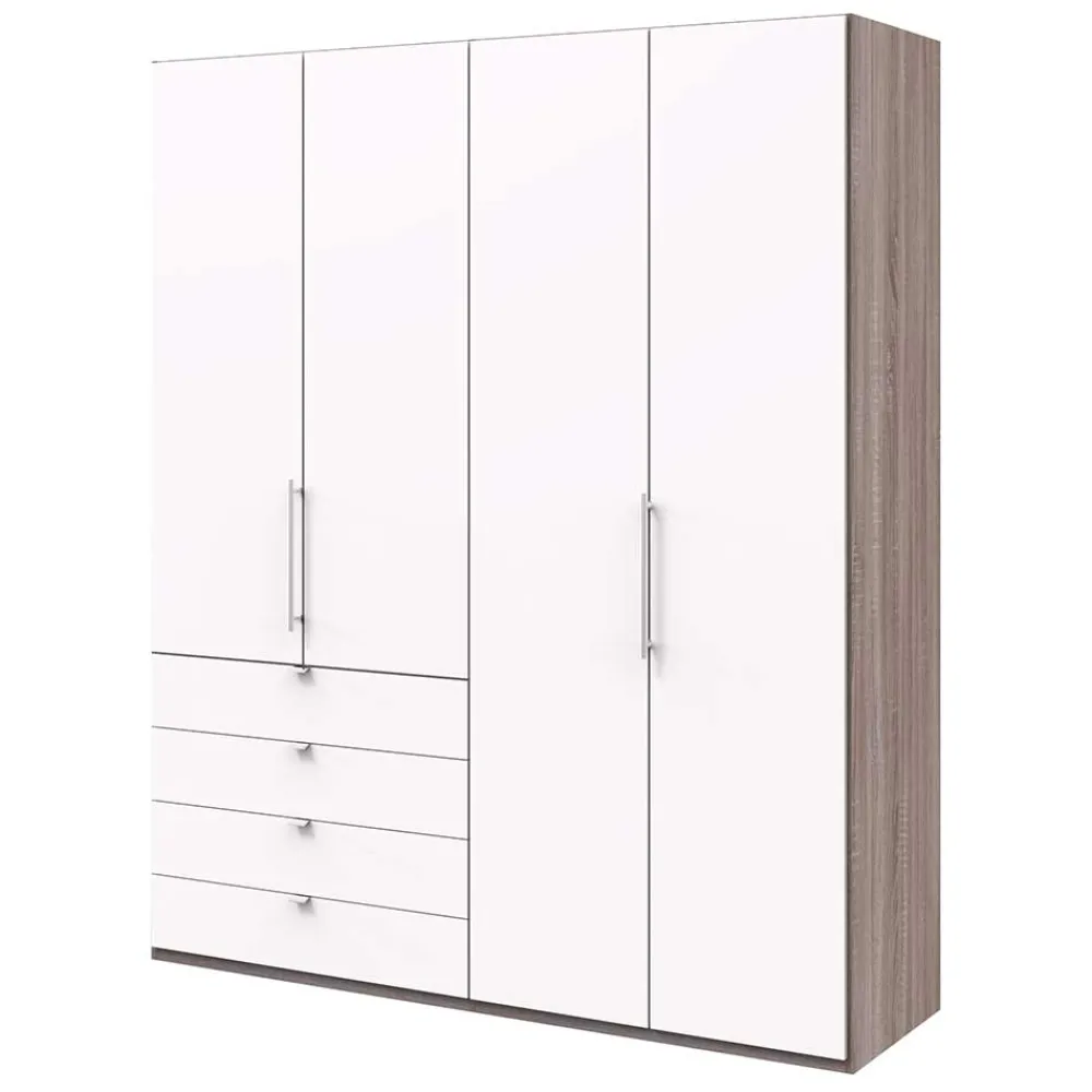 Wohnen Schlafzimmerschrank in Weiß & Eiche dunkel - Tivierto